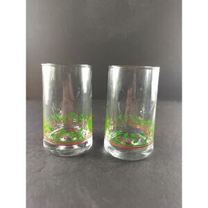Libbey Arby's Holly Ivy Christmas Glasses Lot Of 2 Eggnog